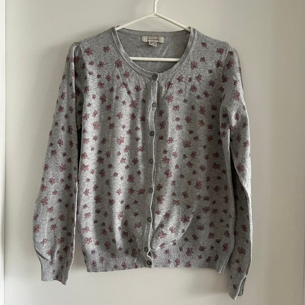 2/$20🛍Atmosphere Floral Ditsy Print Cardigan Heather Grey Size 10